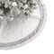 Silver and White Christmas Tree Skirt, 48-Inch Elegant Velvet & Brocade Holiday Tree Base Cover with Pleated Trim